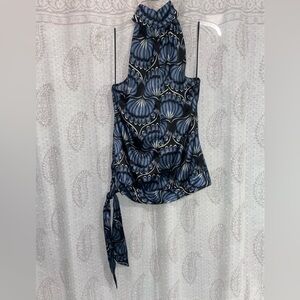 Michael Kors Blue and Black Floral Top Size 2